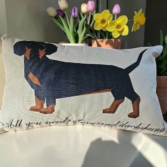 New Utopia Bedding 2 Dachshund Print Throw Pillows set zippered 12 x 20 - Picture 3 of 16